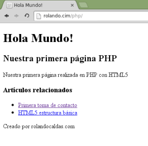 Nuestro rudimentario hola mundo en HTML5